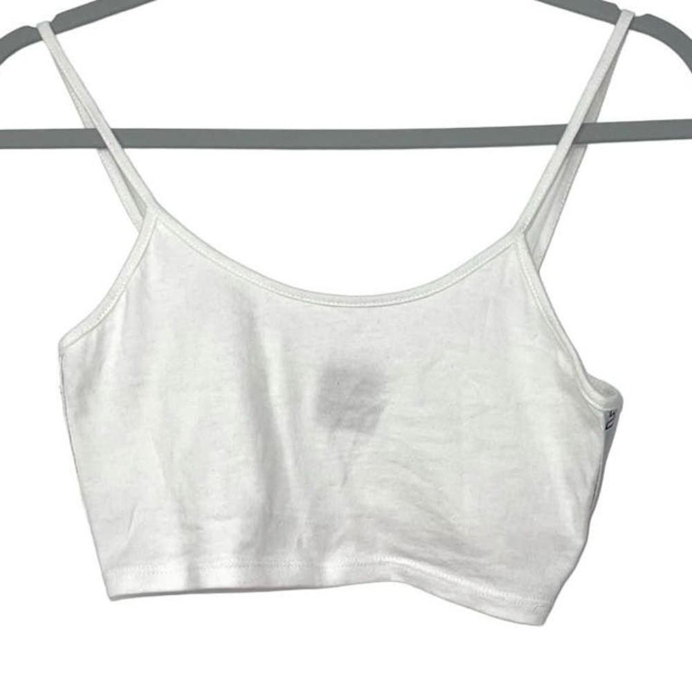LF THE BRAND WHITE CROPPED FITTED TANK TOP MEDIUM